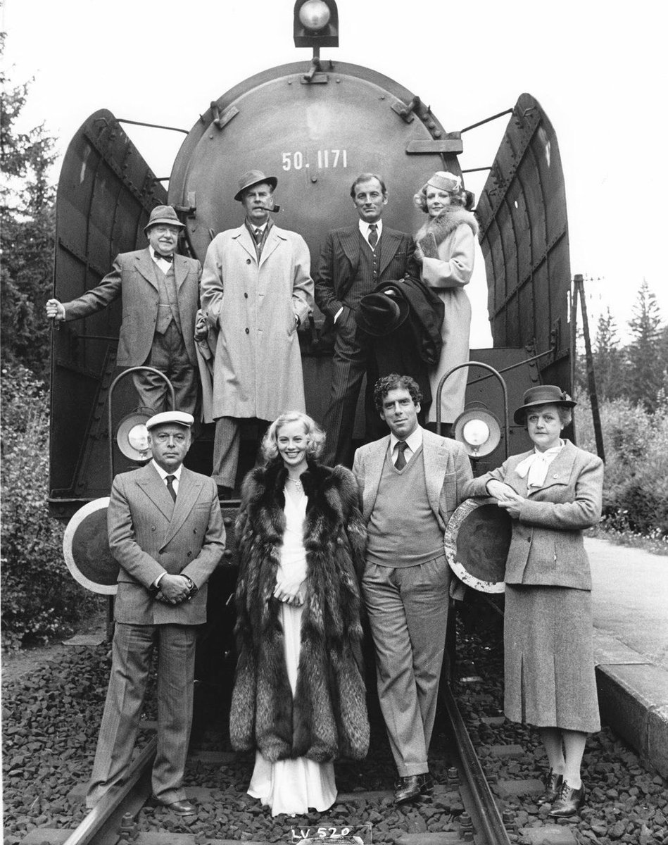 #ElliottGould #BOTD, here on location at the Klangenfurt-Rosenbach railway in Austria with the ensemble cast of Alfred Hitchcock's 1979 #HammerFilms remake of “THE LADY VANISHES” #ArthurLowe #IanCarmichael #GeraldHarper #JennyRunacre #HerbertLom #CybillShepherd #AngelaLansbury