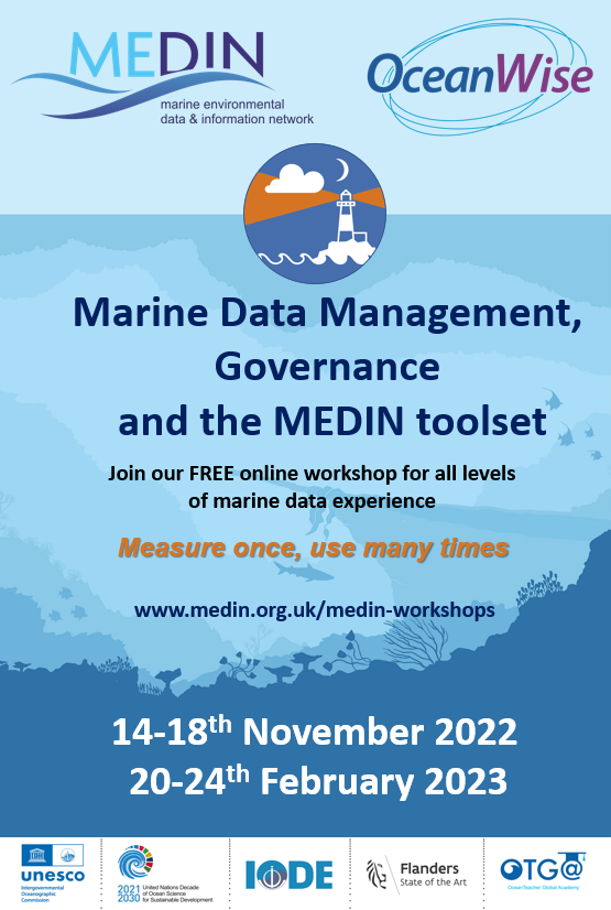 MEDIN_marine's tweet photo. Our next MEDIN workshop is filling up fast! 

Register now to secure your place 👇

📍 OceanTeacher Global Academy ONLINE
📅 14-18th November 2022
🌐 https://t.co/DvCP00rxFD
🗝️ Medin780

#MEDINworkshop #marinedatamanagement #metadatamonday @oceanwise_eu https://t.co/PPiy6UzuLO