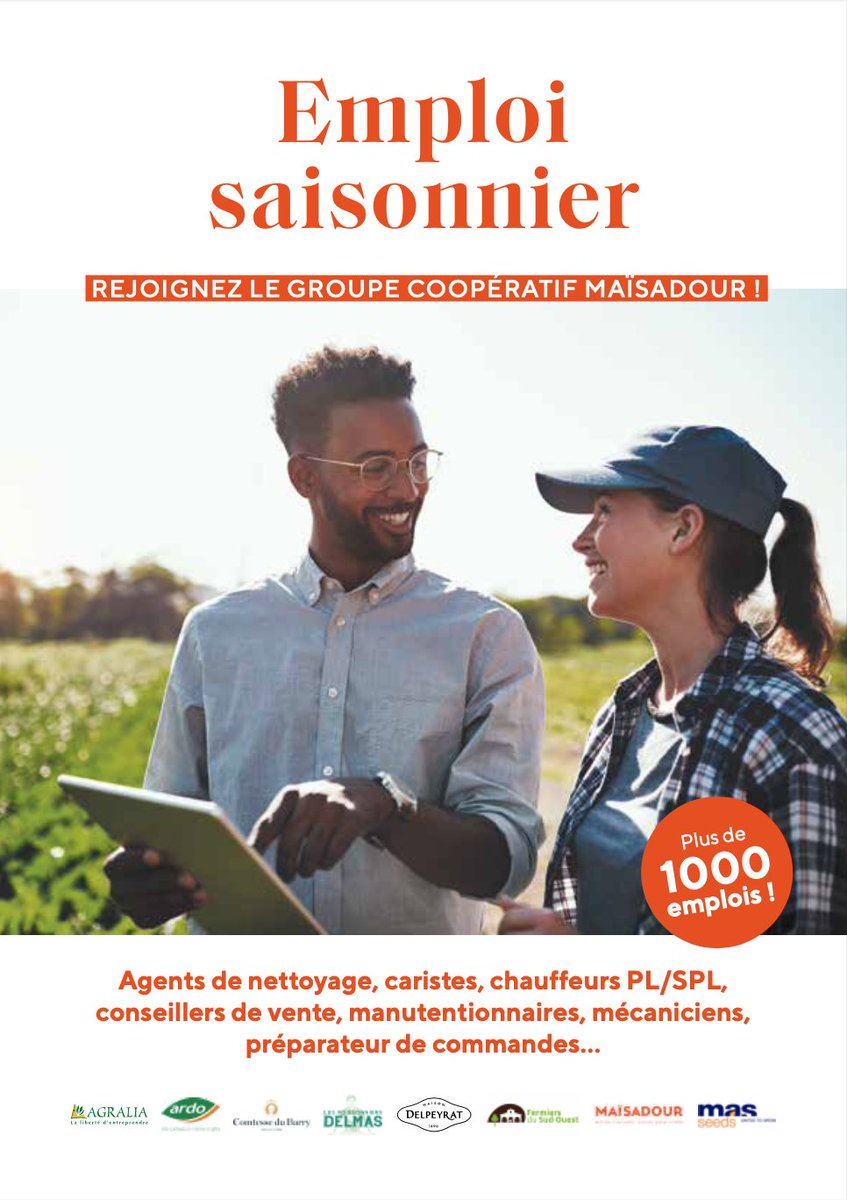 Maisadour's tweet photo. 💥 Plus de 1 000 emplois saisonniers à pourvoir chez @Maisadour ! #MaisadourRecrute

RDV ici le lundi ➡️ On met un coup de projecteur sur les opportunités d'#emploi saisonnier dans nos 4 pôles
🌱 semences
🌽 agricole
🦆 volailles
🍴 gastronomie
 
https://t.co/oTYNXwR2Cy https://t.co/7cm6FhPAvF