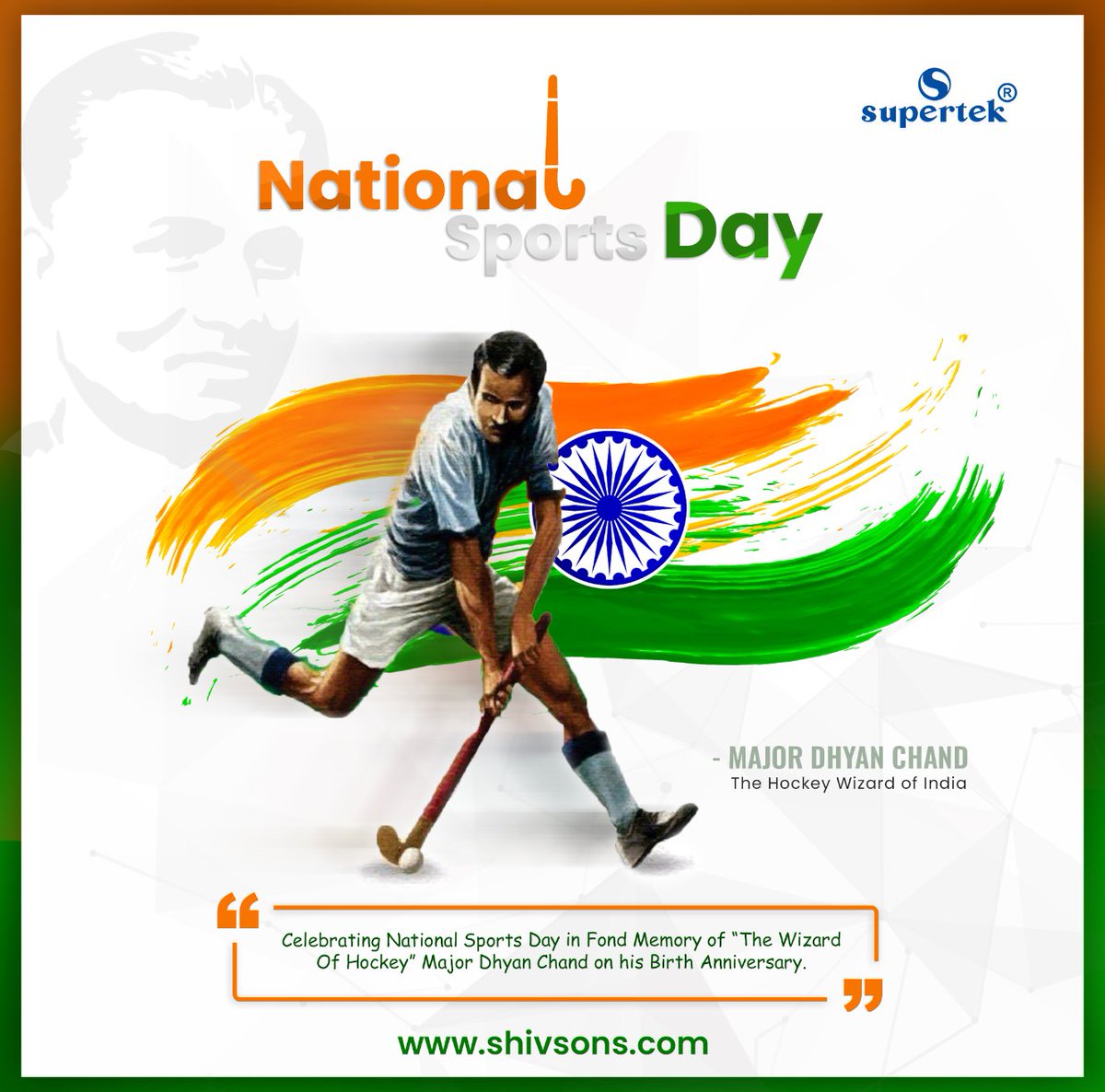 Shivdialsudsons's tweet photo. The day commemorates the birth anniversary of Major Dhyan Chand, the hockey wizard of India. National Sports Day, or Rashtriya Khel Divas, The day commemorates the birth anniversary of Major Dhyan Chand, the hockey wizard of India.

#NationalSportsDay #hockeyindia  #dhyanchand https://t.co/9THnCRPZdb