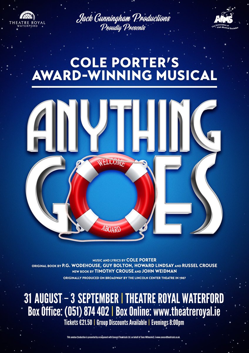 aims_pro's tweet photo. Best of Luck to all involved in Jack Cunningham Productions with Anything Goes which runs from Wednesday 31st of August to Saturday 3rd of September.
Your bound to get a kick out of this show as it promises to be a de-lovely night out!#goaudiencego #topnightout xx😊 https://t.co/aovBhTu4Z2