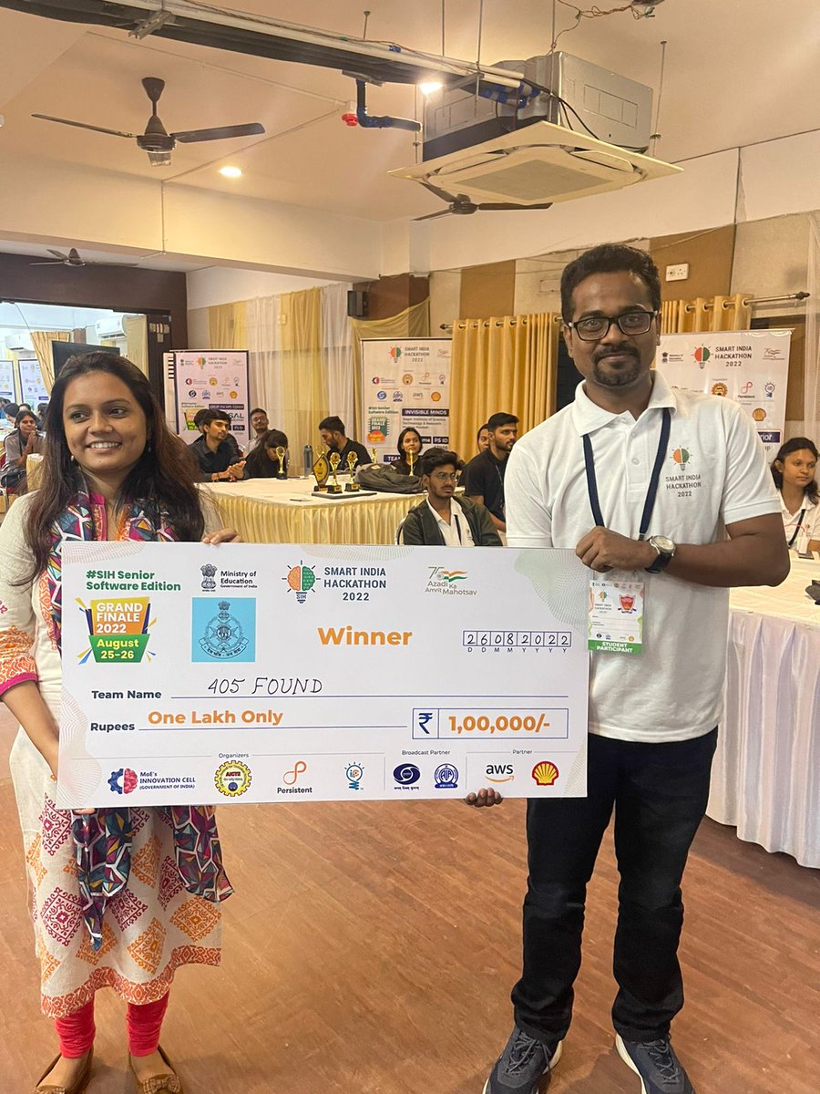 ReddyTridev's tweet photo. Happy to share that our team "405 FOUND" won Smart India Hackathon 2022. Problem statement AT988 "Identification of system generated fake calls landing in Dial 100" given by Madya Pradesh Police department. 
@SIH2022_MIC 
#SmartIndiaHackathon2022 
#SIH2022 https://t.co/EJnwaLIn6d