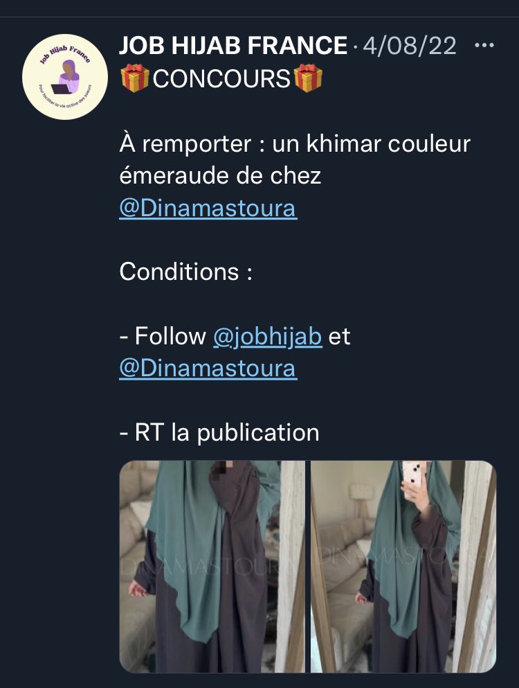 nmq_noor's tweet photo. #JobHijab Un prétexte pour la promotion de l’idéologie #salafiste par Yasmine et Hanya : concours pour gagner #Coran et #voile, dons de #hijab #légiféré , #khimar , soutien #converties, livres #radicaux #AnNawawi , #AlAlbani , imam #Shafii #, #pieux #prédécesseurs … 👇 https://t.co/5rOVLbYLSq