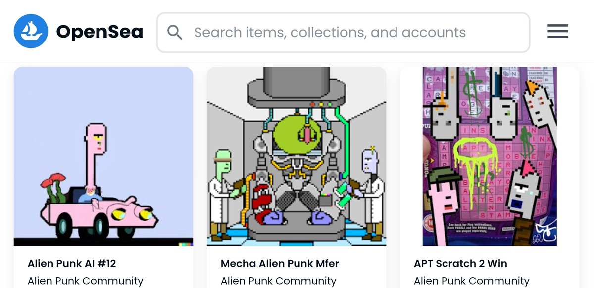 sergmi_eth's tweet photo. got my 3 'Alien Punk Community' meme #NFTs revealed! sweeeeeet!
#alienpunkthings #apt #apc #nftart @AlienPunkThings https://t.co/wmKhOxJDIc