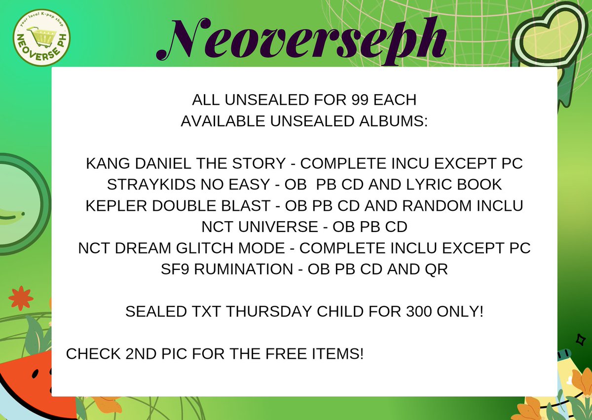 neoverseph's tweet photo. 💛ONHAND ALBUMS SALE🌻

- DOP: PAYO/3 DAYS DOP
- MOD: SCO
- MOP: GCASH
- ONHAND AND READY TO SHIP

MINE OR DM https://t.co/uw2WYGUQbF