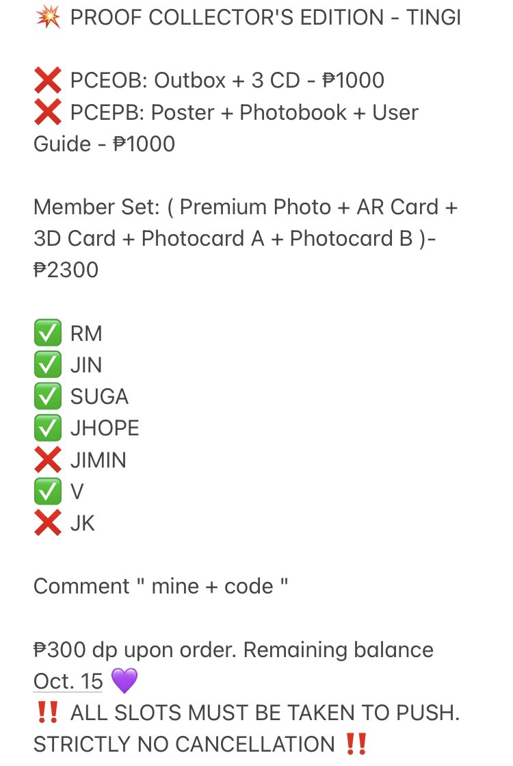 WTS LFB
✨ PROOF COLLECTOR'S EDITION - TINGI

bts rm jin suga jhope jimin v jk set ph help rt dop bangtan