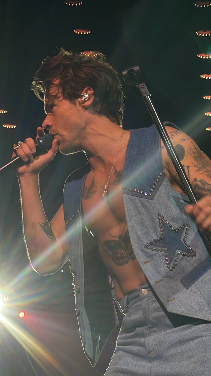 Harry on stage at Madison Square Garden in New York City - August 28 (via <a href="/1982bIues/">k</a>)