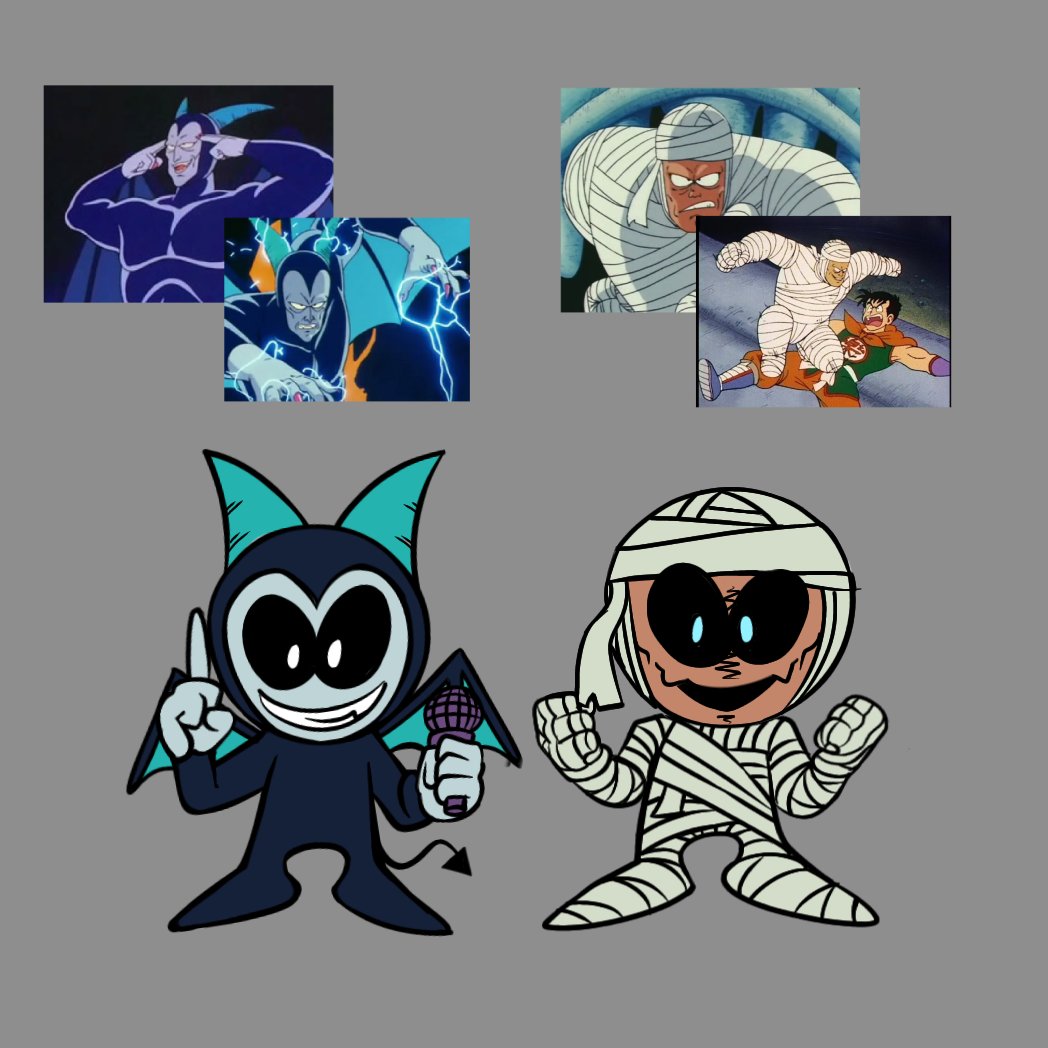 mod_funkin1980's tweet photo. @FNF_CSIDES @BLVKAROT I did some fan-concepts for Skid and Pump inspired by Bandages the mummy and Spike The devilman 💟❤️ #CSIDESFANART https://t.co/u5eMospObT
