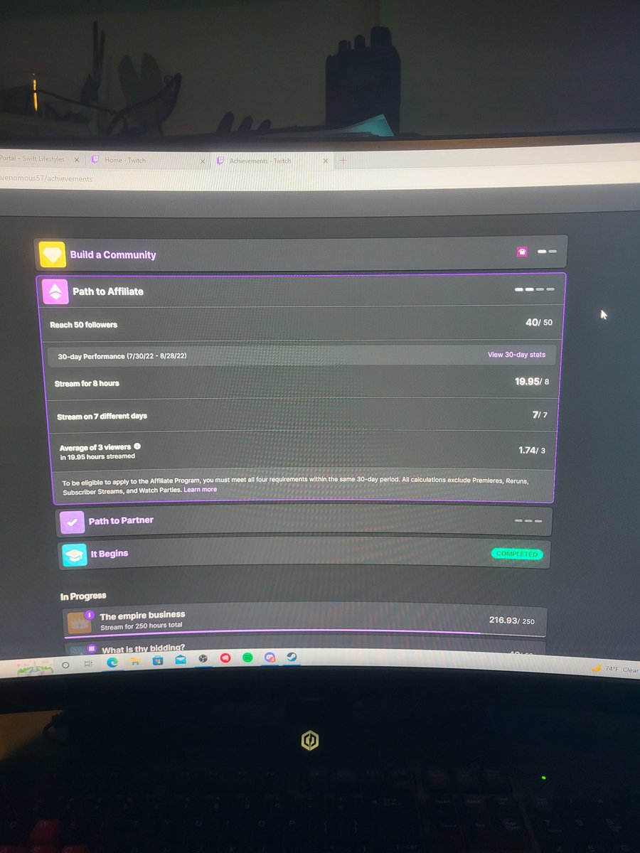DVenomous57's tweet photo. I'm so close to affiliate! Had to cancel today's stream because I got home from work late. #smallstreamer #volunteer #firefighter #hydroblaster #dubbyenergy #swiftlifestyles https://t.co/wR6HgmsNr9