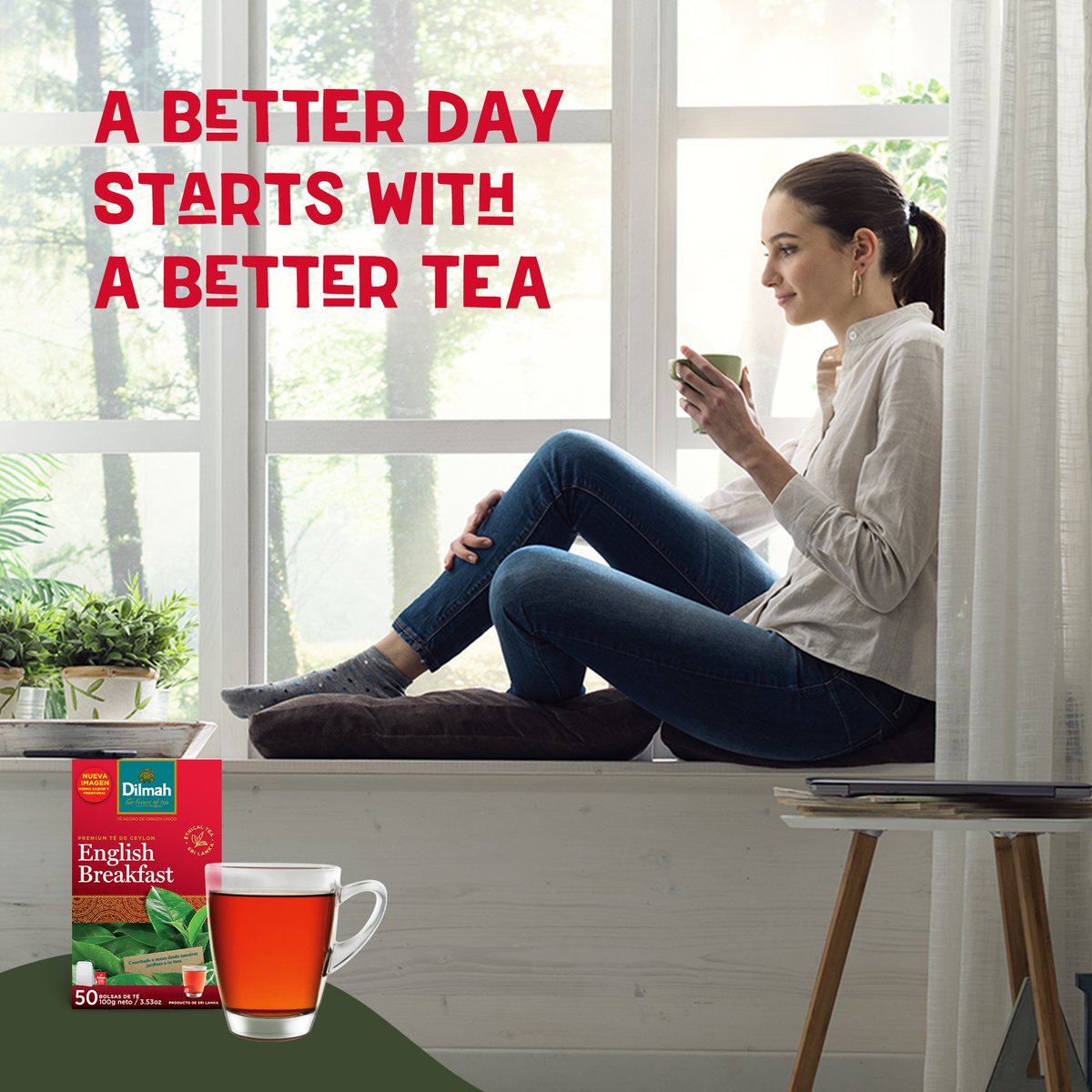 Dilmah's tweet photo. Carpe diem! Seize the day with a better #EnglishBreakfast #tea - grown at 1,500 metres in elevation, from the picturesque #Dimbula Valley. #Unblended and packed #fresh for a better experience in #taste, strength, character, and brightness! Do try it: https://t.co/20Fx6VeAwq https://t.co/VKf07ce4kb