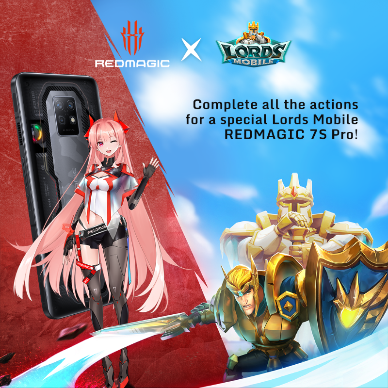 redmagicgaming's tweet photo. #REDMAGIC and @lordsmobile have teamed up for a special edition of the #REDMAGIC7SPro!

In the box:
📱REDMAGIC 7S Pro: Supernova (18GB+512GB)
💳A Lords Mobile Gem Card with up to $500 in value!
🛡️Clear Case
⚡65W Fast Charger
🔌USB-C Cable

Want to get one for free? Click here: