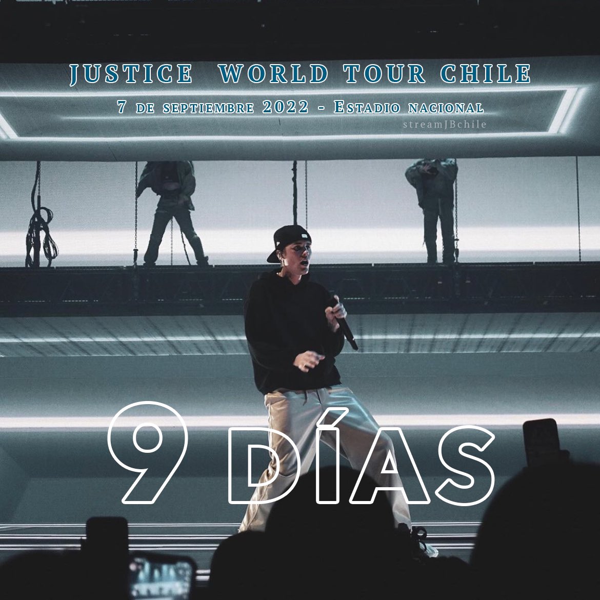 streamJBchile's tweet photo. FALTAN SOLO 9 DÍAS PARA VER A JUSTIN EN CHILE 🇨🇱🤍

Pensar que empezamos la cuenta en +300 días y ahora es un número de UN DÍGITO!

#JusticeTourChile #JusticeWorldTour https://t.co/l7LfUAbIt0