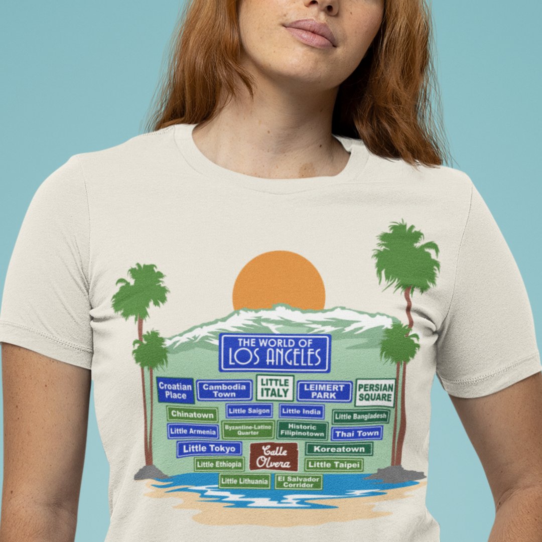 BodegaWest's tweet photo. Sometimes in L.A. we need a reminder to “bring it all together.” ☀️🌎❤️Celebrate the communities and immigrants that make L.A. such an eclectic place with our "World of LA" Tee!👕#losangeles #california #la #hollywood #love #chinatown #Ktown #tees #shirts #tshirts #westlosbodega https://t.co/YrEUpCookU