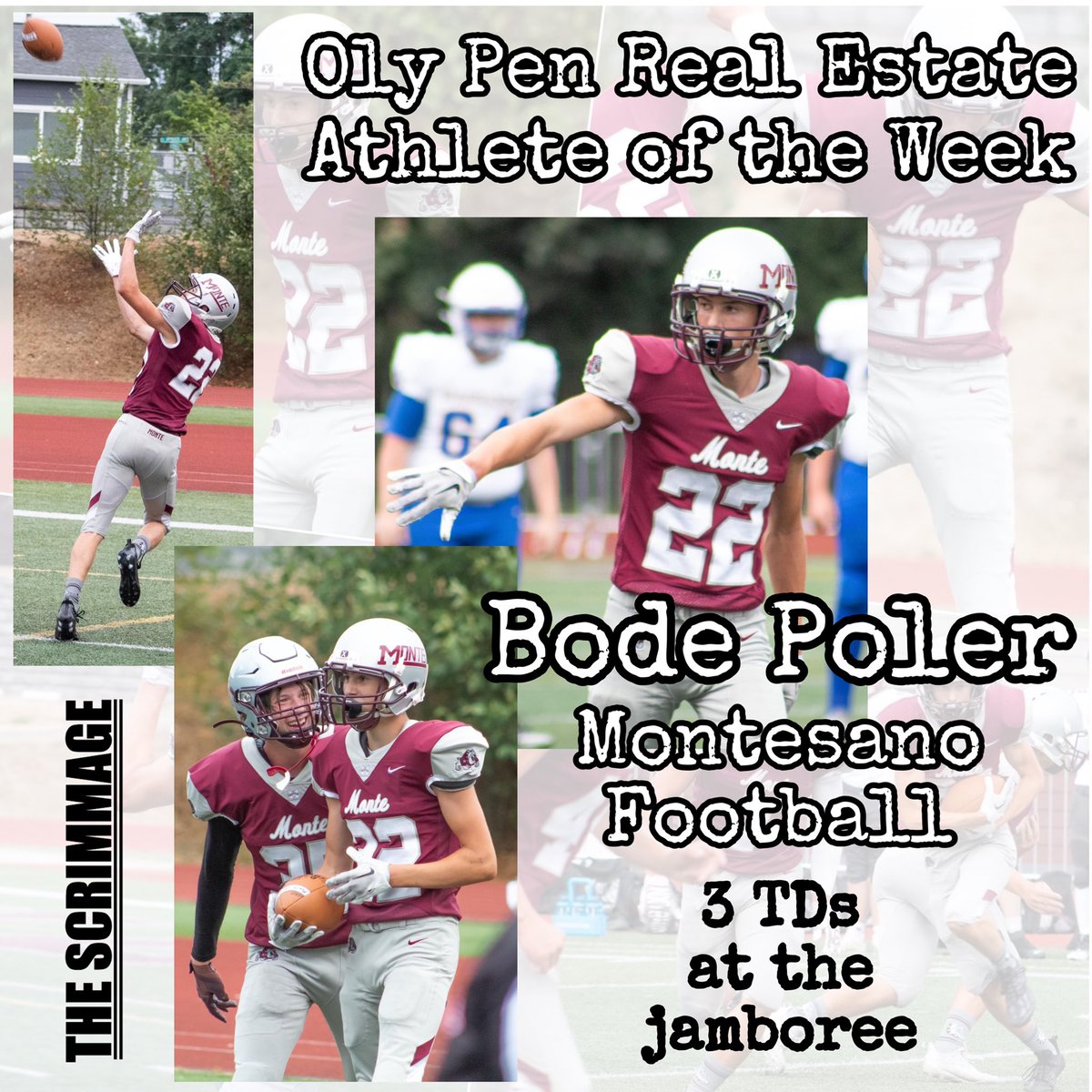 TheScrimmage's tweet photo. Our Oly Pen Real Estate Athlete of the Week is Montesano’s Bode Poler. Great job on Friday, Bode! https://t.co/YGTeSoUXEb