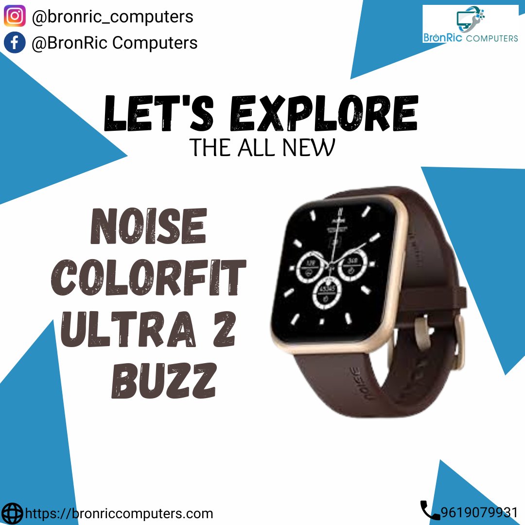 BronRicComputer's tweet photo. Noise Colorfit Ultra 2 Buzz is here with its amazing features🤩
#noise #colorfit #buzz #ultra2 #smartwatch #jetblack #vintagebrown #champagne #grey #olive #green #sportsmode #heartratemonitor #spo2 #stepcount #smallbusiness #business #sale #salesalesale #mumbai #lonavla #juhu https://t.co/T51C38TrMz