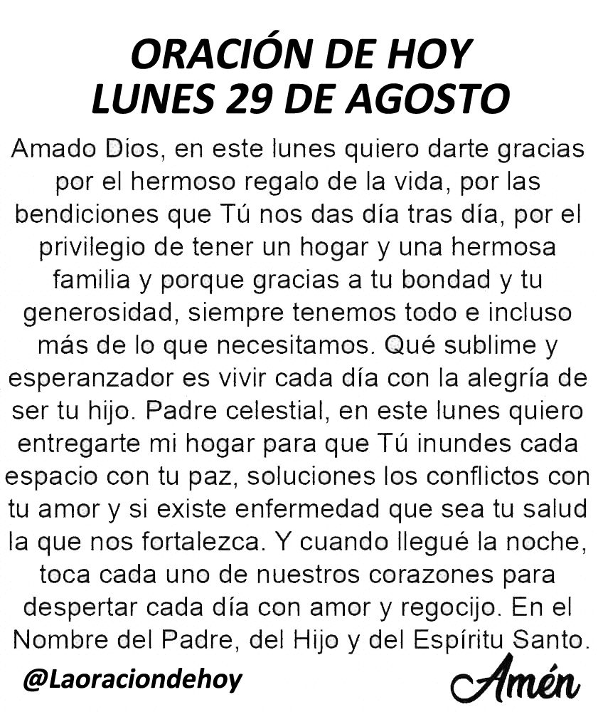 laoraciondehoy's tweet photo. Oración diaria para hoy lunes 29 de agosto. https://t.co/o0wWloTy3x