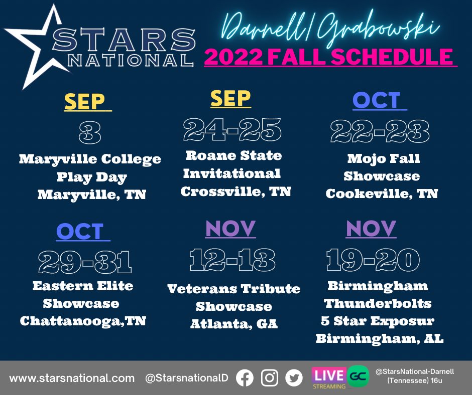 StarsnationalD's tweet photo. #LetsGo #Fall2022 Schedule &amp; Roster https://t.co/QI0mLFqzab