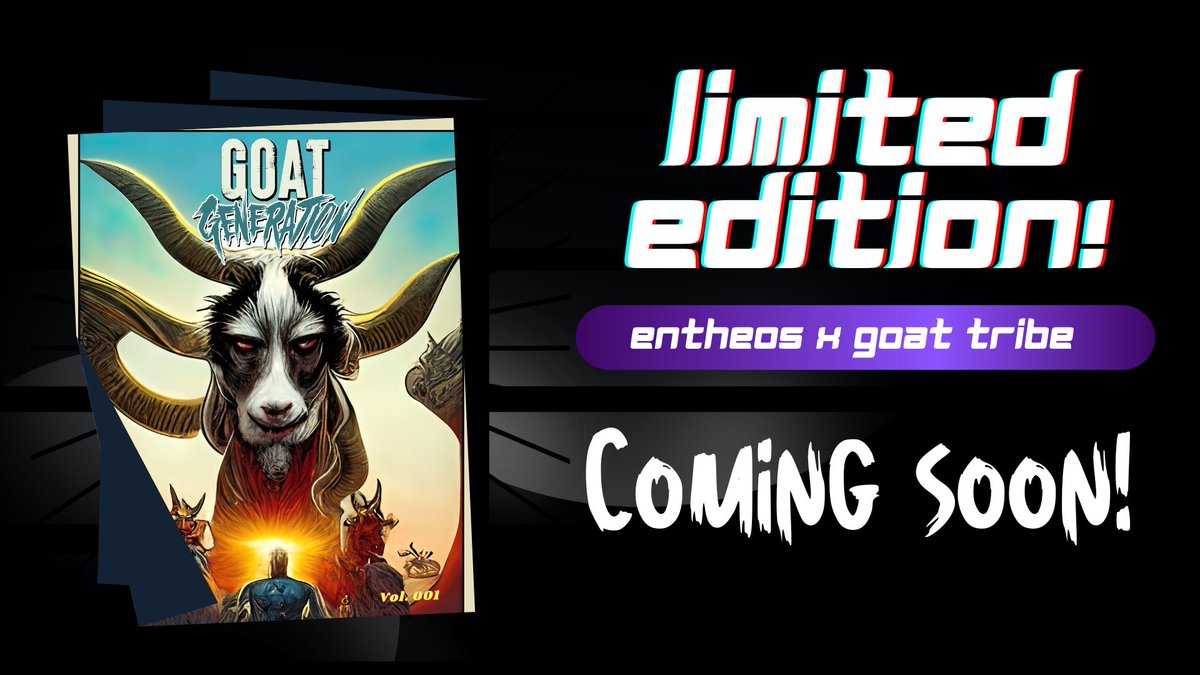 adaGOATS's tweet photo. We heard you like AI Art!
@EntheosAi will be teaming up with @adaGOATS to release a limited edition cover for their upcoming comic, and we couldn't be more excited!
#GOATTribe #LFGOAT #Entheosai #ADA #SOL #ETH #NFT #NFTS #CNFT #CNTS #POS #NFTCOMMUNITY #CardanoCommunity https://t.co/shBEFuF7iu