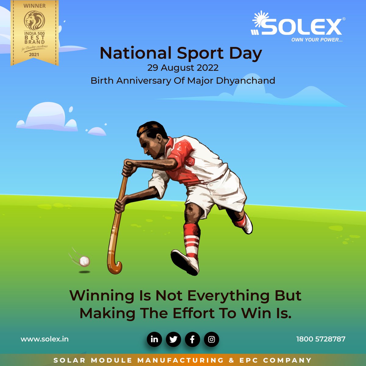 Solexenergyin's tweet photo. Winning is not everything but,
making the effort to win is.
#nationalsportsday #sports #nationalsportsday2022 #sportsbiz #sport #cricket #football #basketball #manymore #solex #ownyourpower #solarindustry #renewableenergy #epcservice #solarpower https://t.co/3PXA43QY5V