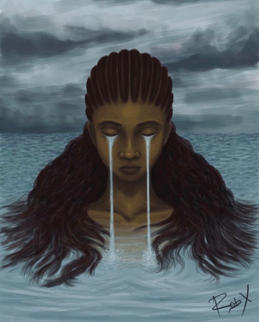RAbdiAnalyst's tweet photo. If tears could create an ocean, the crying of Tigrayan civilians would have created one.

A painting by @ArtTigray that encapsulates the pain and suffering of Tigray. https://t.co/kjgTvU2vVT