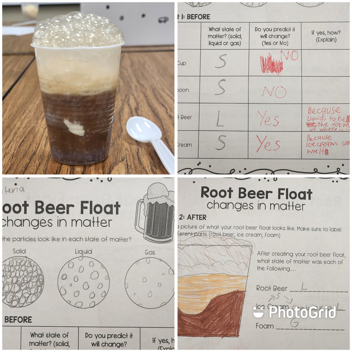 BilingualRocks's tweet photo. A round of rootbeer floats! Ss observed changes in matter in a rootbeer float. Best part is they got to enjoy it afterwards, well for the most part. Most had never had a rootbeer float and about 90% of the class did not like it. #leopardslearn @LamarElemCISD @KristenDBelcher https://t.co/vTkFGba545