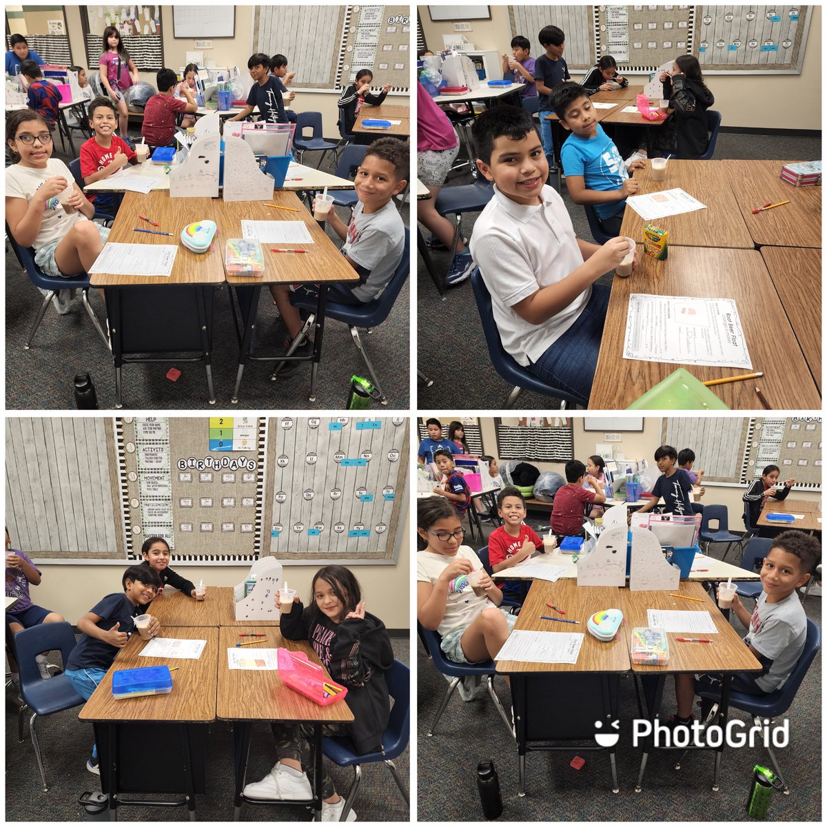 BilingualRocks's tweet photo. A round of rootbeer floats! Ss observed changes in matter in a rootbeer float. Best part is they got to enjoy it afterwards, well for the most part. Most had never had a rootbeer float and about 90% of the class did not like it. #leopardslearn @LamarElemCISD @KristenDBelcher https://t.co/vTkFGba545