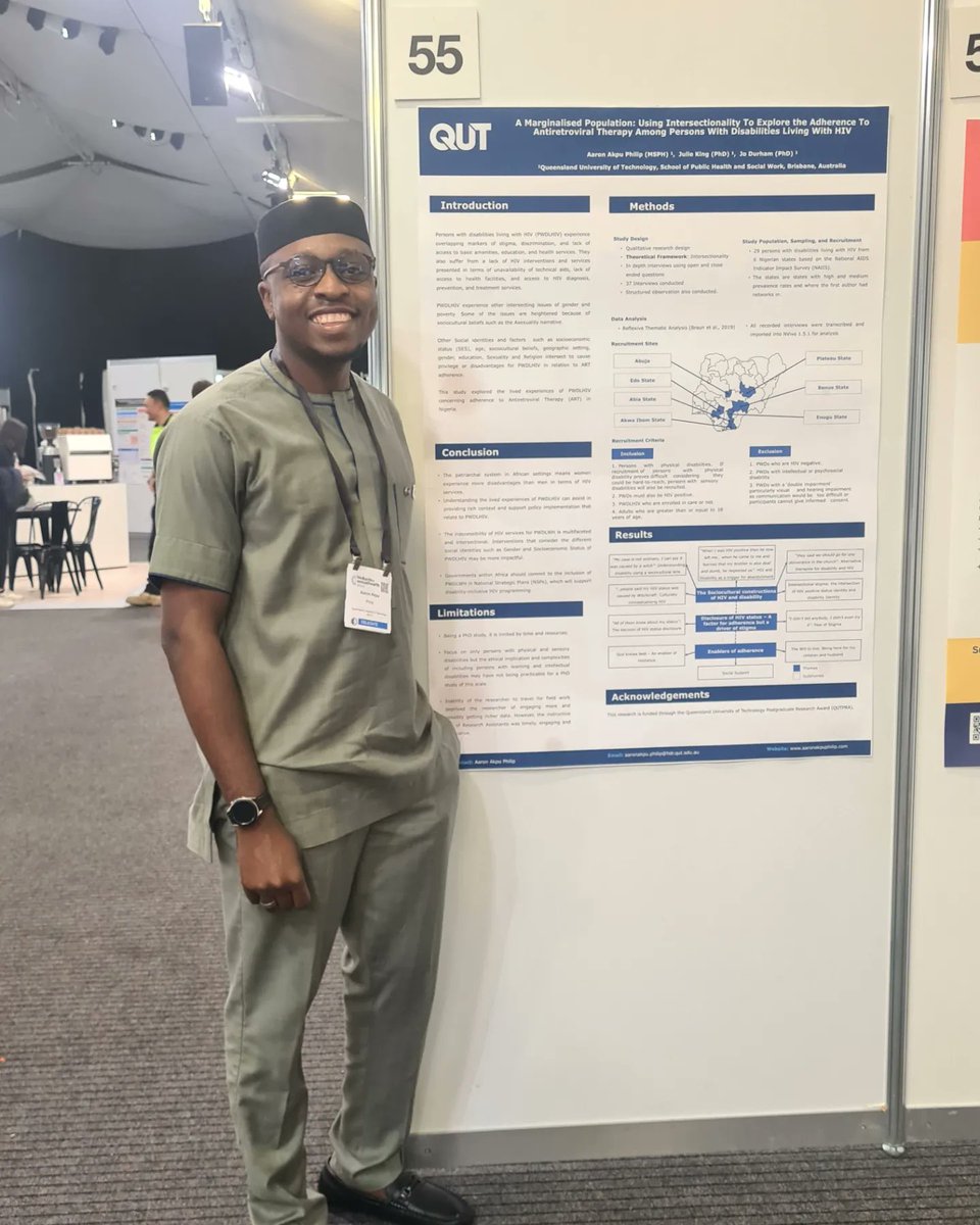 AaronAkpuPhilip's tweet photo. You can catch me on stand 55. More details about my work can be found on my website https://t.co/XkEMuY1T0a.
Special thanks to @QUT who have funded my research in the past 3 years.
#AAPTalks #CommunityDevelopmentWorker #Aa2Zi #SH2022 #HIVAIDS2022 https://t.co/DdMiXf6i4E