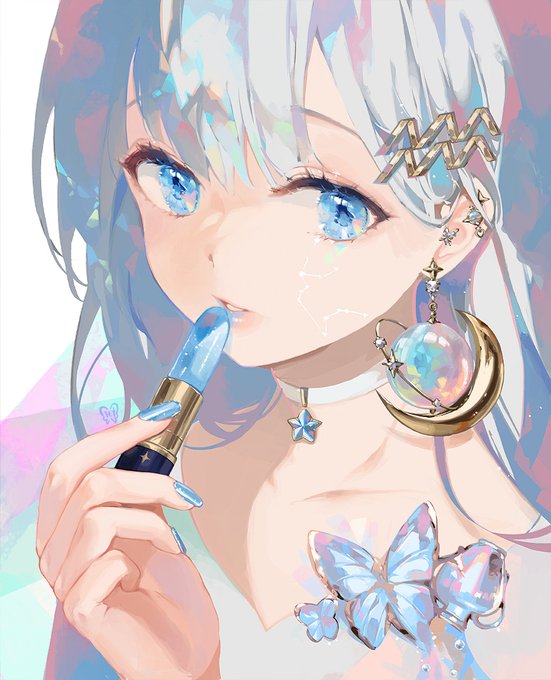 「crescent earrings holding」 illustration images(Latest)