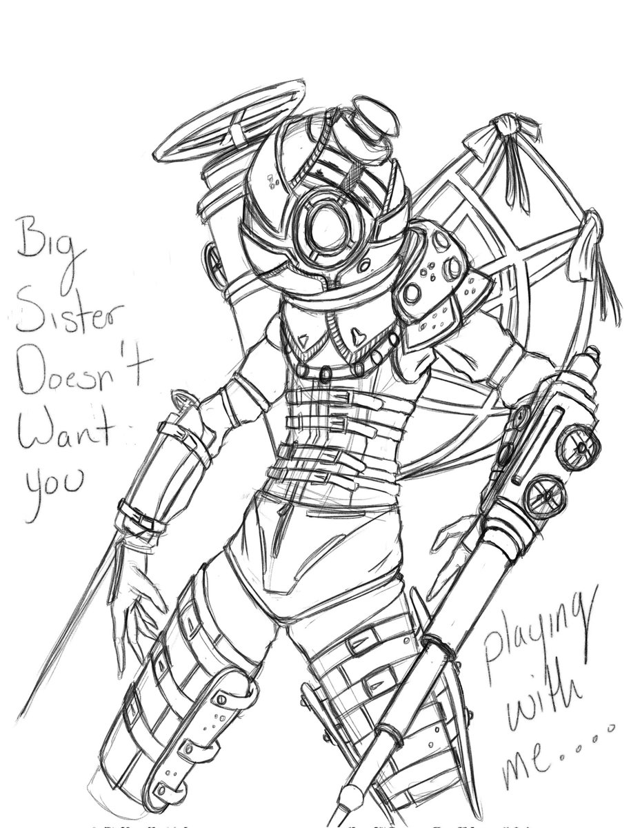 Plus91608205's tweet photo. Doing daily practice with my tablet. This one I'm gonna keep working on cause I like it! #Bioshock #digitalart #drawing #artistsontwitter #gameart https://t.co/q3MpJiG2LD