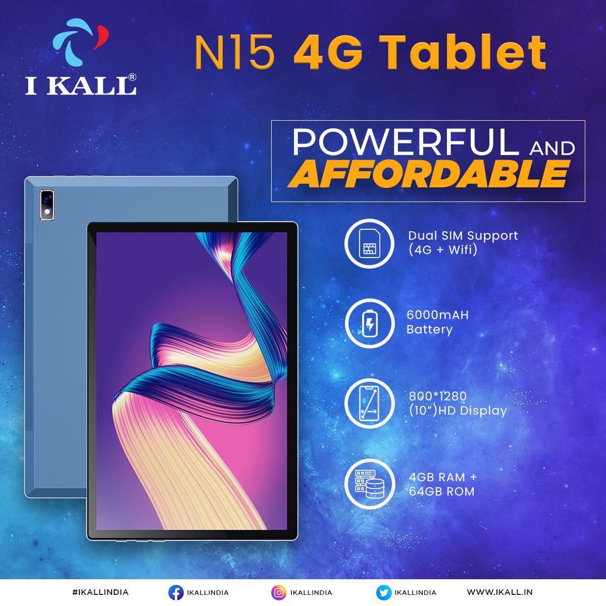 ikallindia's tweet photo. Witness a super carryable note-taking, go-getting companion for yourself! N15 4G tablet loaded with so many specifications.
So, what are you waiting for? Get it home today.
#Androidtablets #androidtablet #Electronics #IkallIndia #Tablet #KidsTablet #CallingTablet #BestTablet https://t.co/HqdoIAODSg