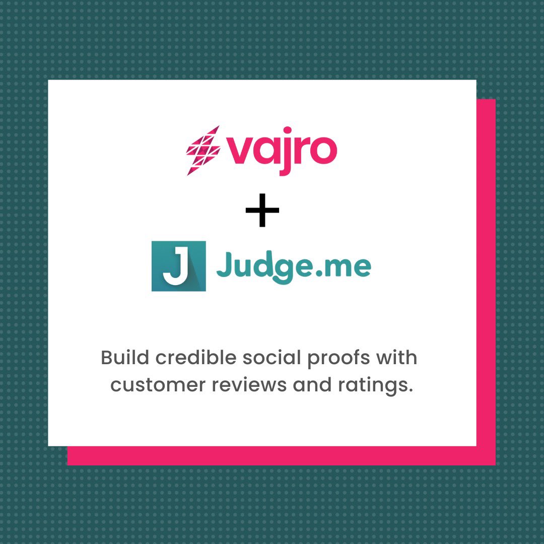 [Vajro | Judge.me] Our integration with Judge.me helps you to build strong credibility for your business with social proofs!😍

Enjoy a 45-day free trial of the Judge.me Awesome Plan, only for Vajro users: bit.ly/3CE6nmr