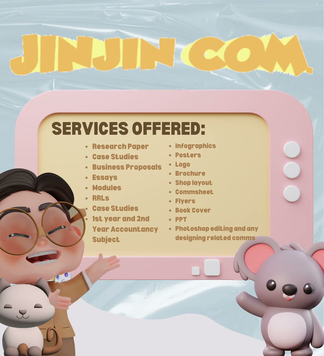 itsme_jcms's tweet photo. hii commsmate!
{#jinjin_com.} is now open for acad and design related comms! 🌟
—°•☆We can and will help you always in all ways. ☆•°
☁️tags for proof & feedback:
#JComm
#JCommProofs
#JCommFeedbacks https://t.co/pRMneGY3Bc