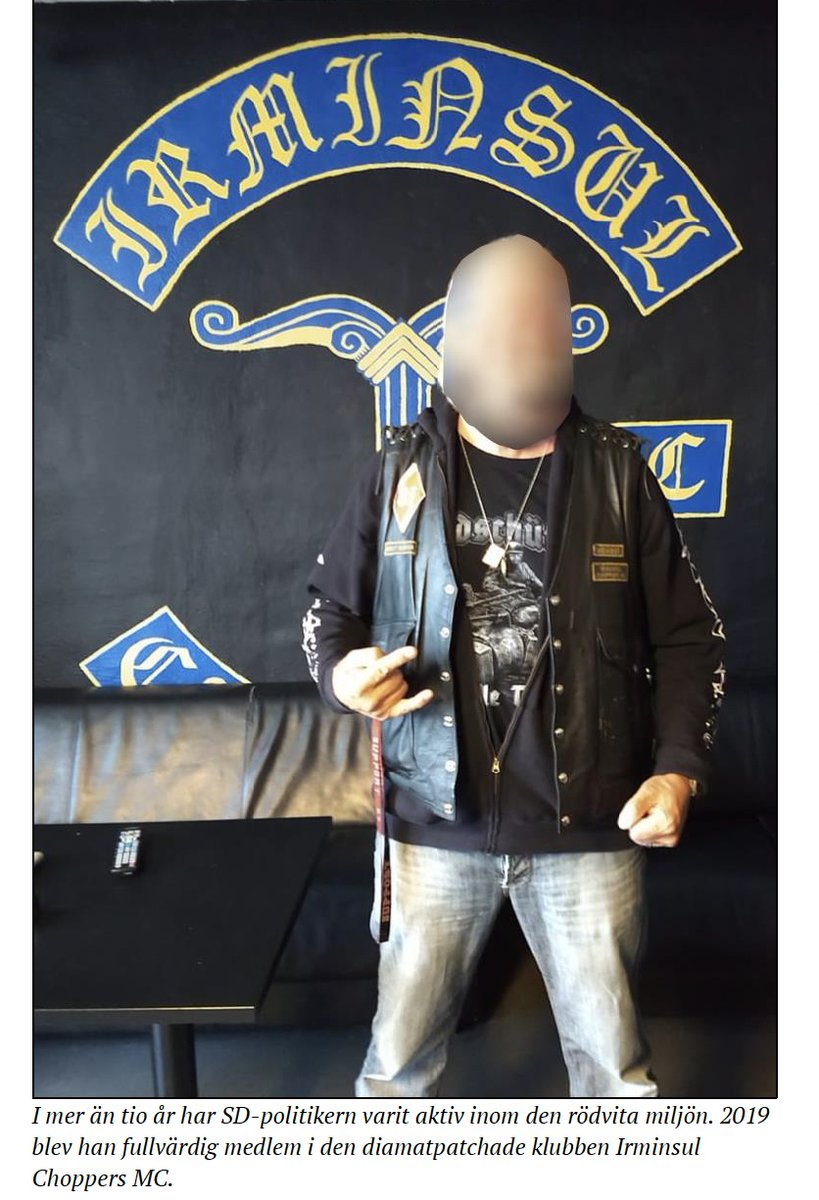 TobiasHubinette's tweet photo. Acta Publica har undersökt de politiker som har kopplingar till de kriminella MC-gängen och fr a till Hells Angels:

https://t.co/NhMJO7I44e

60% av kandidaterna är SD:are och bland dem hittas Ultima Thules (UT) Ulf Hansen som är vän med Åkesson och UT är även SD:s eget husband. https://t.co/I1XNwQZ634