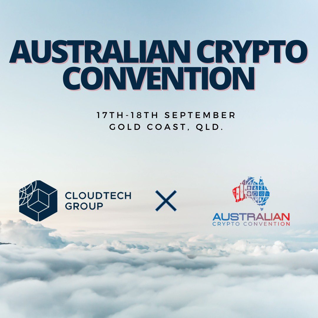 blockchainMel's tweet photo. Thrilled to announce our strategic partner @CloudtechB is sponsoring the biggest crypto event:

@AusCryptoCon 

To celebrate, they’re giving away 2 x GA tickets ($249 ea)! 

To Win:

1️⃣ Follow 

@CloudtechB 
@blockchainMel  

2️⃣ Like+RT 

Winners will be announced on 10th Sept🍀 https://t.co/E7LXPdUmfe