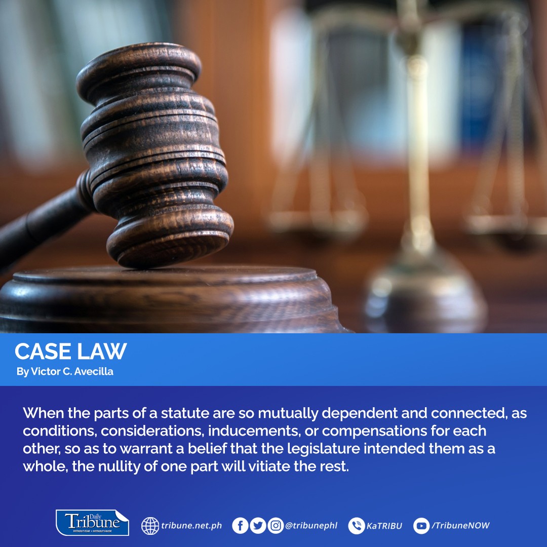 What would happen if one part of a mutually dependent and connected statute became null?

#caselaw 
#DailyTribune https://t.co/xOMjLmVZ9X