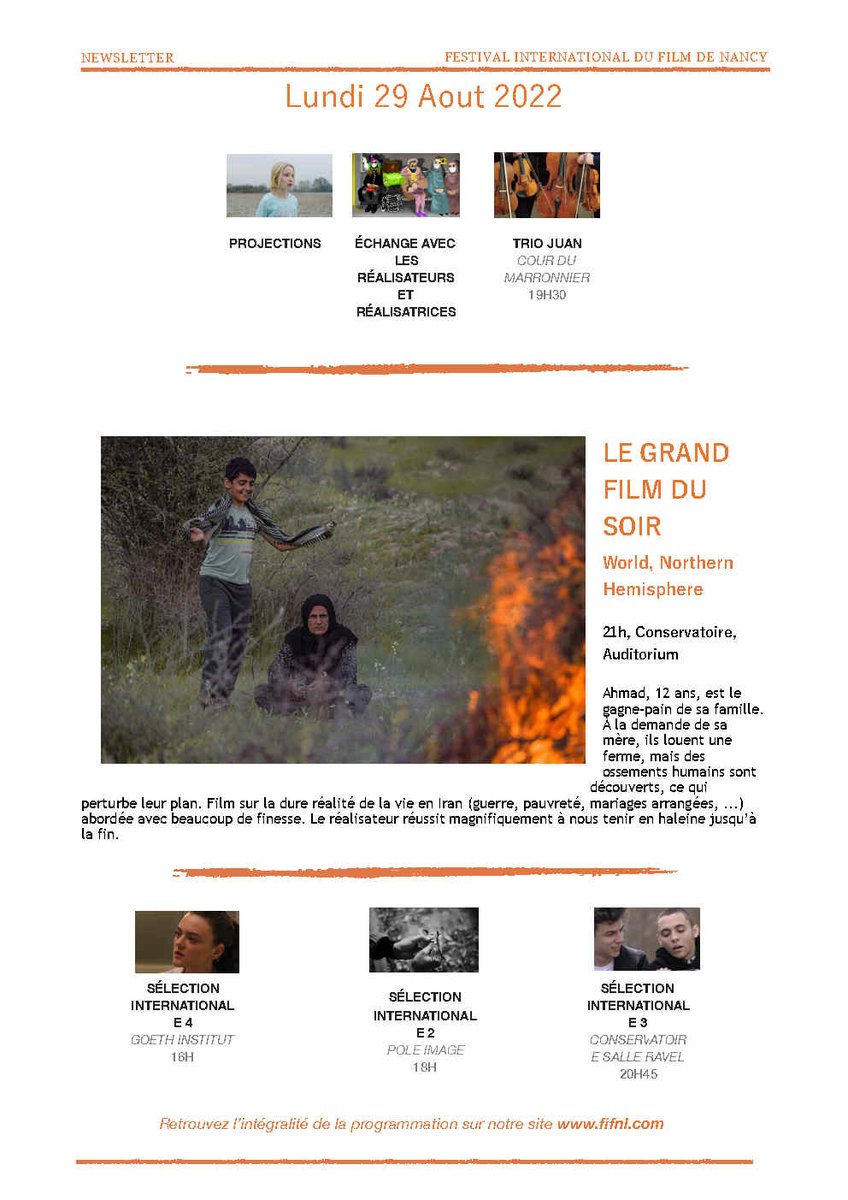 FIFNancy's tweet photo. Programme du jour - Lundi 29 août 2022
🎬 Le Festival international du film de Nancy 🤩
📆 Du 26 août au 4 septembre - Site de la
#festival #film #intenational #filmdenancy #cinemafinlandais #drole #decale #cinemaexperimental #nancy #lorraine #Finlande #Goethe #Allemagne https://t.co/HqsQSMkuaT