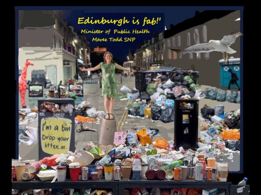 PantoPolitics22's tweet photo. 🟡Apparently 'Edinburgh is FAB...' 👍
👉According to Minister for Public Health, Maree Todd SNP that is (Sat night)...!?!?👃😷🤿#EdinburghRubbish #Reekin #pureRank https://t.co/oJb9VTe8dH