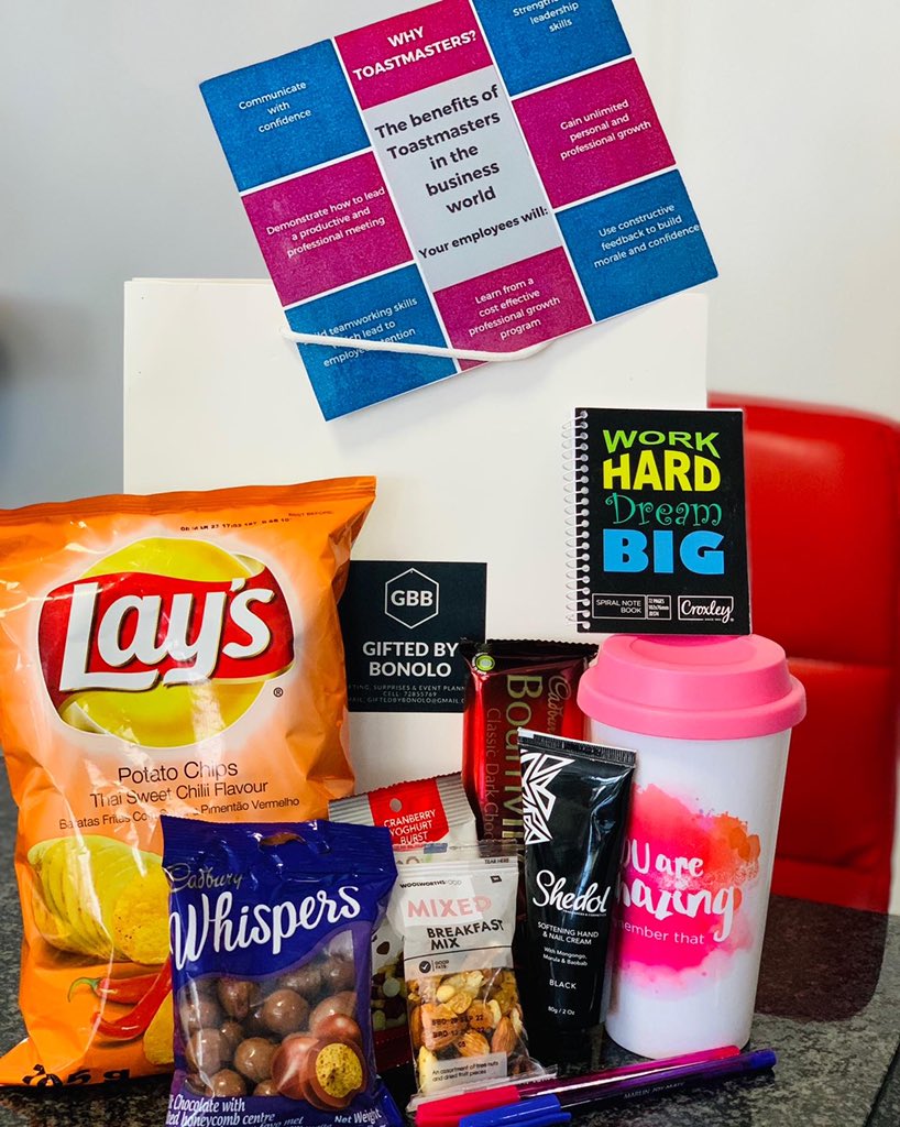 GiftedBonolo's tweet photo. Another week Another Toastmasters meeting this Thursday.
Best Participant Package looked a little something like this ✨
#giftedbybonolo #toastmasters #giftideas #botswana #firstmasters https://t.co/gBpzZiVdcR