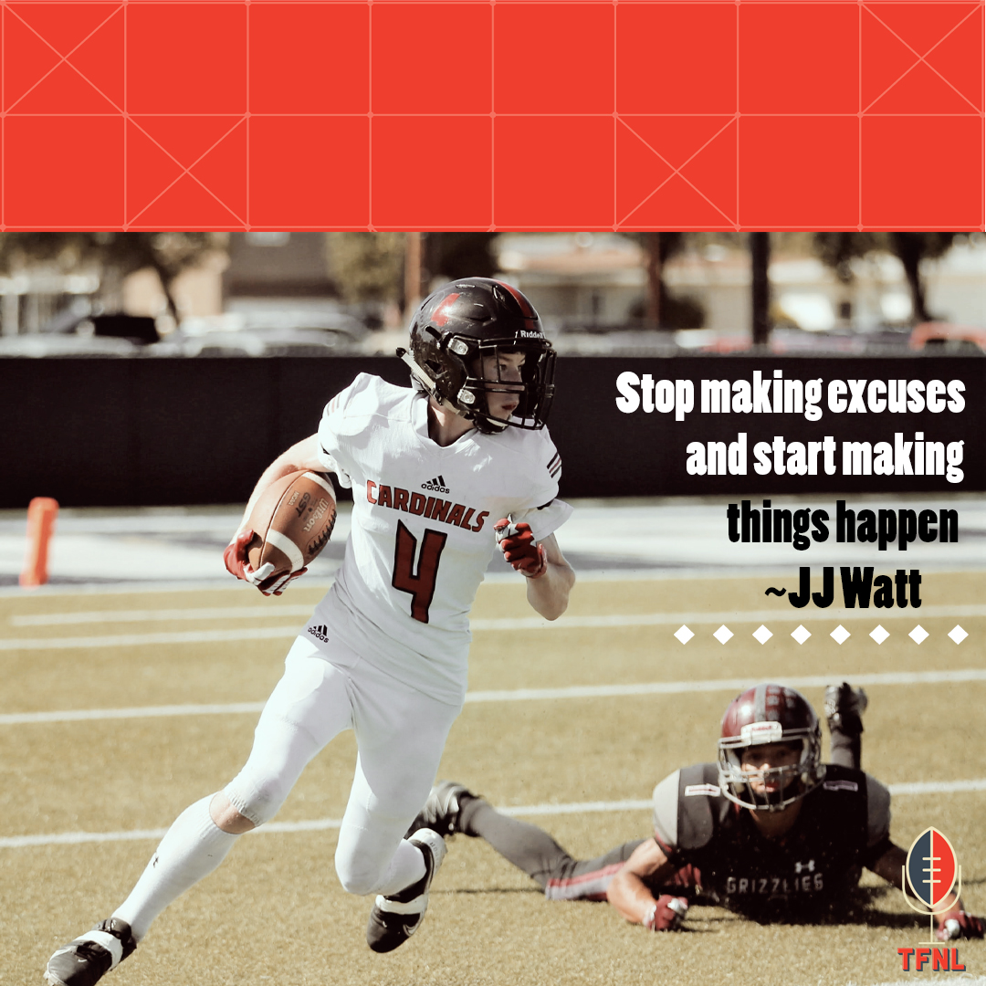 TFNLPodcast's tweet photo. "Stop making excuses and start making things happen." ~JJ Watt  
Whatever it is that causes you to make excuses... Identify it, let it go, Let God,Press on!
"I press on toward the goal for the prize of the upward call of God in Christ Jesus." 
Phil 3:14 #tfnl #thefridaynightlife https://t.co/ibkqlPIvTs