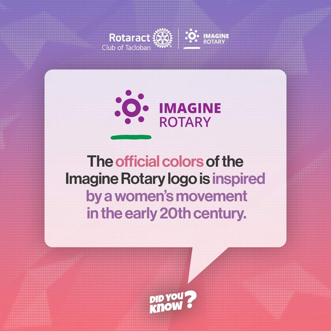ractacloban's tweet photo. #RacTacTrivia: The official colors pay homage to the Suffragette movement, which advocated for the right of women to vote in public elections in the United Kingdom.

#RotaractClubofTacloban
#RacTac
#ImagineRotary 
#PilipinasRotaractMDIO
#District3860
#RotaryInternational https://t.co/4CHoWoeb3p