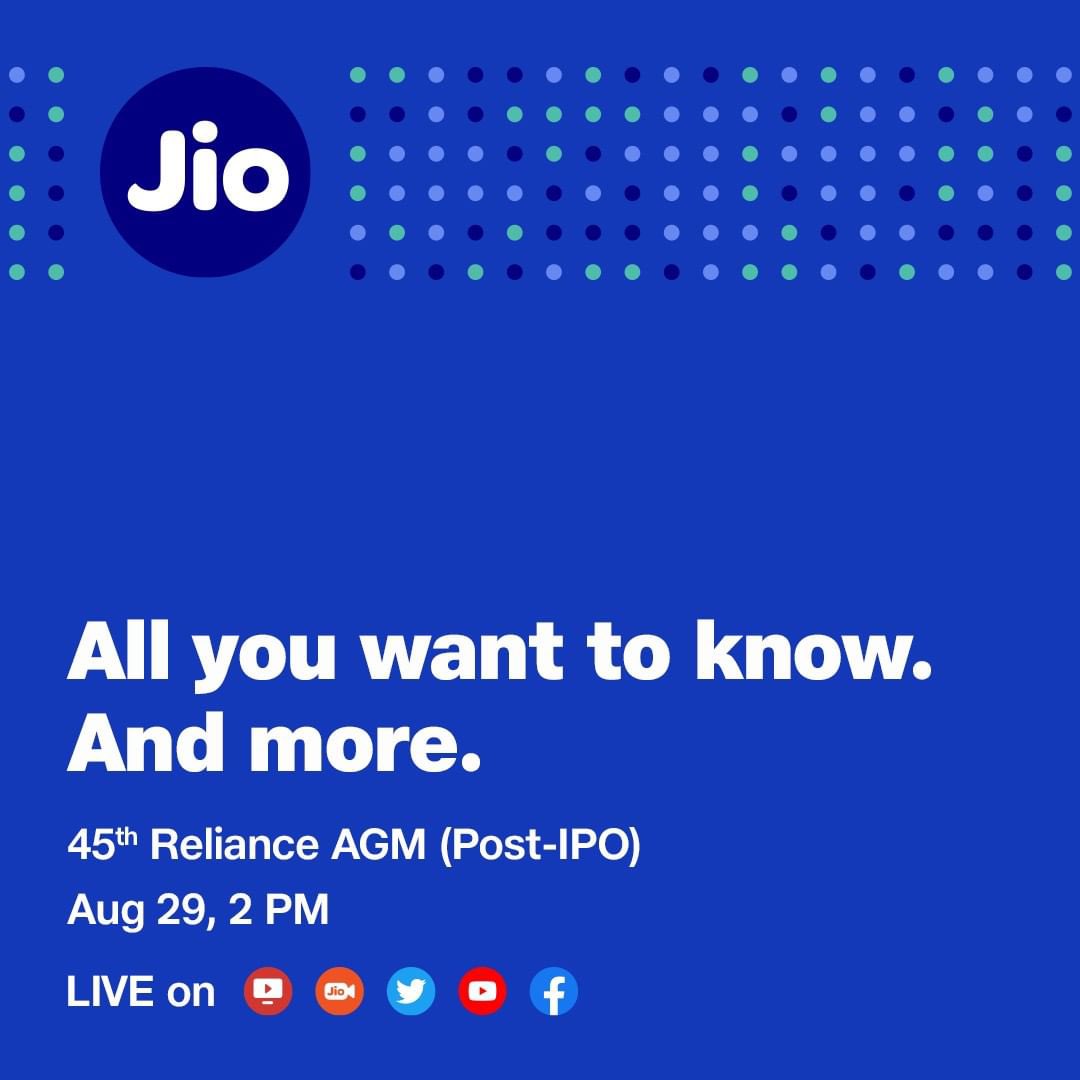 JioTV on Twitter "Join us for the virtual AGM of Reliance Industries
