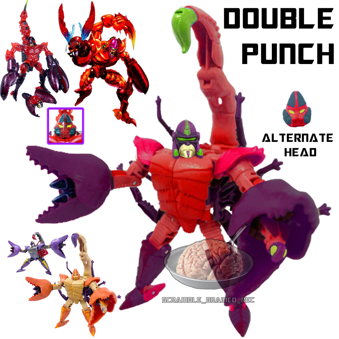 Scramble_Rec's tweet photo. my "pitch" for the next #transformersbuzzworthy 4 pack, I'm calling "Continuities Collide". included is: Volks, from the "Estrela Continuity", red Mirage (or Dino) from the "Diaclone Continuity", and lastly Double Punch and Antagony from the "Beast Wars Extended Continuity" https://t.co/kWpFBAyTs7