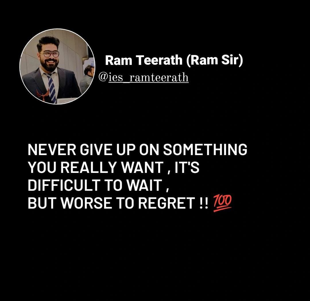 IESramteerath's tweet photo. Never Give Up On something You Really want , it's difficult to wait , 
But Worse to regret !! 💯
.
.
.
.
.
#NeverGiveUp #Worthwaiting #regret #INDvsPAK #Asiacup #cap #winner #v #victory 
#results #dailytweet #IESRam #iit_delhi https://t.co/5Nq3bi8Vmc