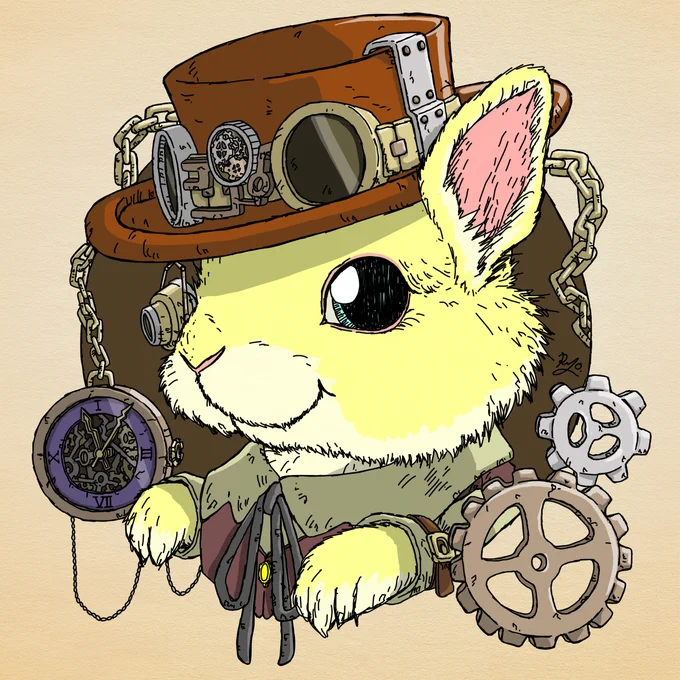 HelloToday's #cryptoluckybunny is...『Crypto lucky bunny』 No.34 SteampunkOwned by urrently on secondary sale at 0.005 ETH on Polygon#Steampunk #スチームパンク #うさぎ#NFTCommunity #NFTartist  #NFTs #NFTcollectibles # 