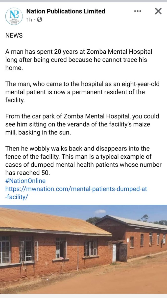 Four (known) patients at Zomba Mental Hospital were murdered, suspectedly killed by a fellow patient.  It turns out they can't even trace patients home. Even a cemetery has records for godsake

#CloseZombaMentalHospital/Prison Now
@HumanRightsMW @moj_malawi  @MeHUCAMalawi 
#JUSTC