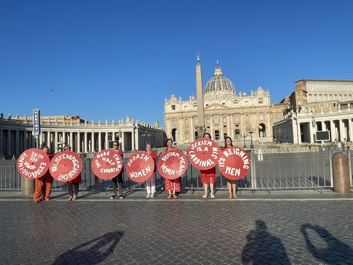 Ahead of today’s Vatican meetings of all Catholic cardinals around the world, a protest against the exclusion of women from the meeting and urging for women’s ordination.