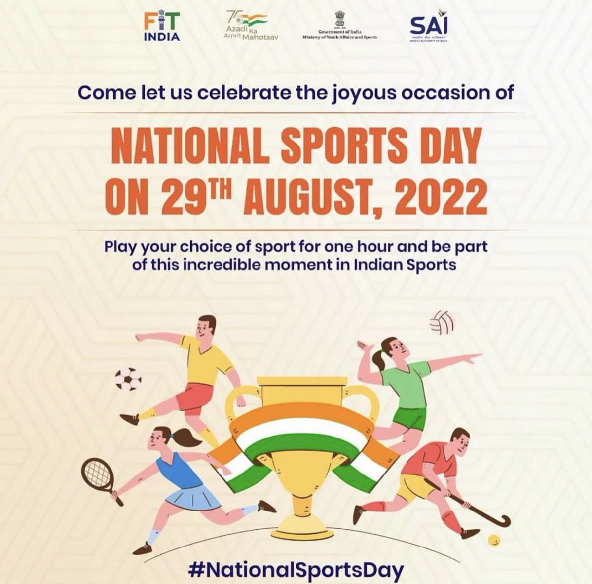 •It’s a day to celebrate the event that keeps us United! Happy National Sports Day everyone. Keep the Sporty spirits high!🏏🏑 #sportsday #chakdeindia #nationalsportsday #indianhockeyteam #India