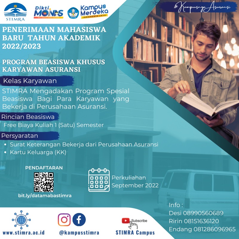 kampusstimra's tweet photo. Penerimaan Mahasiswa Baru Kelas Karyawan Tahun Akademik 2022/2023.
Ada beasiswa khusus untuk karyawan asuransi yaitu free biaya kuliah 1 (satu) semester

https://t.co/8wHbRqWDwO

Info lebih lanjut bisa langsung hubungi:
Desi : 08990560689
Ririn : 08151636120
Endang : 081286096965 https://t.co/qeOsKyol4E