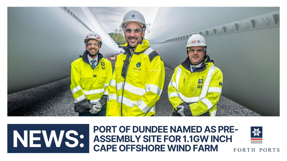 NEWS: The Port of #Dundee has been selected as the pre-assembly site for construction of the 1.1GW #InchCape Offshore Wind Farm, which will be Scotland’s largest offshore wind project when commissioned. 

Read more here: forthports.co.uk/latest-news/po…