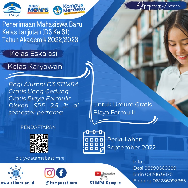 kampusstimra's tweet photo. Penerimaan Mahasiswa Baru Kelas Lanjutan (D3 Ke S1) Tahun Akademik 2022/2023

Penawaran khusus bagi alumni D3 STIMRA yaitu gratis uang gedung, biaya formulir, diskon spp 2,5 jt di semester pertama.

link pendaftaran :
https://t.co/8wHbRqWDwO

#kuliah #beasiswa #beasiswakuliah https://t.co/kO7NXvsq3P